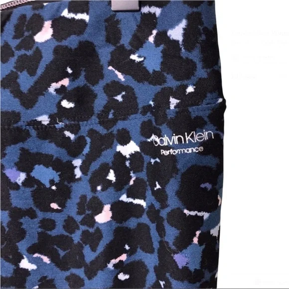 Calvin Klein Women’s Performance Leggings Cropped Blue Animal Print Size XL - Picture 6 of 7